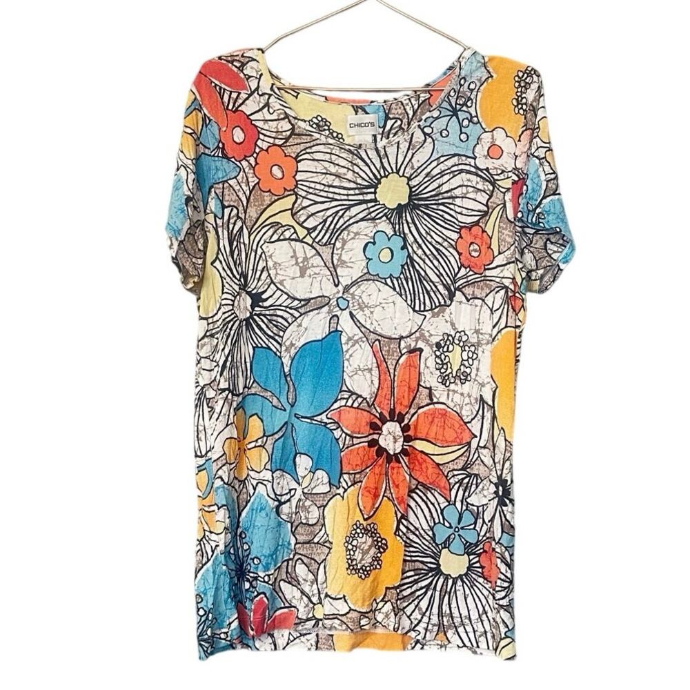 Chico's Floral Top - Size 1 (Medium) - Excellent Condition